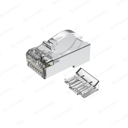 Cat6A STP Arc Latch RJ45 Connector With Insert 5 Up / 3 Down